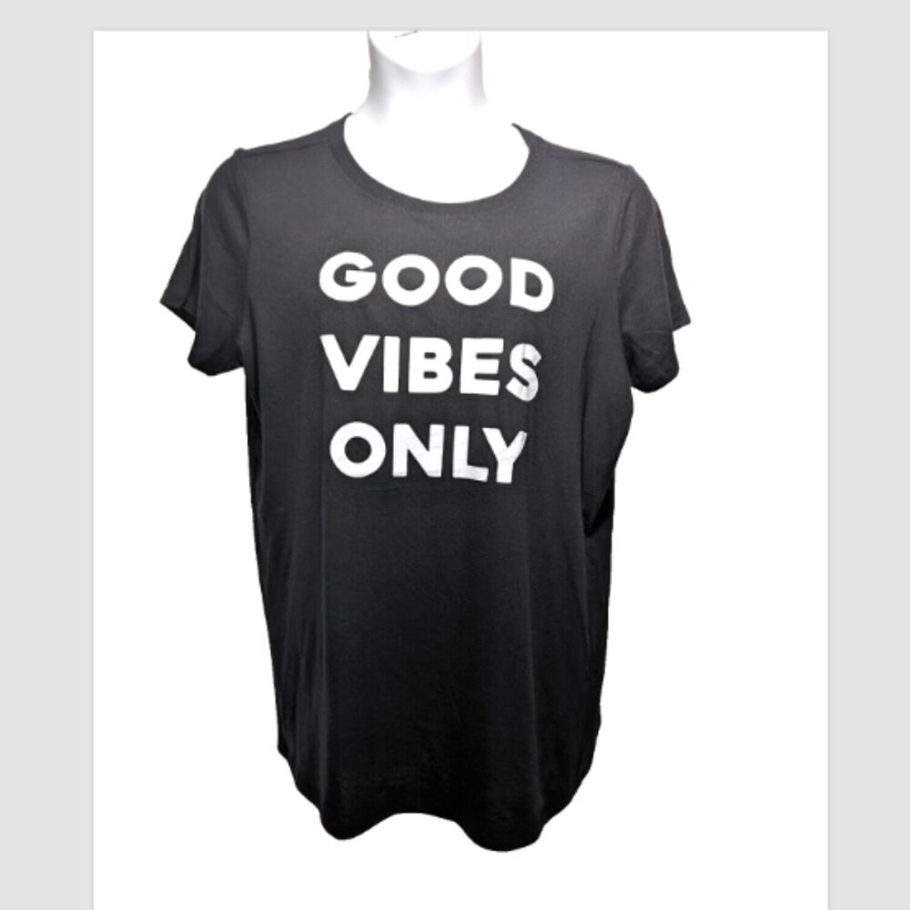 NWOT Torrid Good Vibes Only Slim Fit Crew Featherlight Slub Black Tee 1X